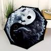 1pc Wolf YinYang Automatic Open/close, Heavy-Duty Iron Frame & 8-Rib Structure, Compact Folding Umbrella for Women/Men, All-Season Travel, Halloween a