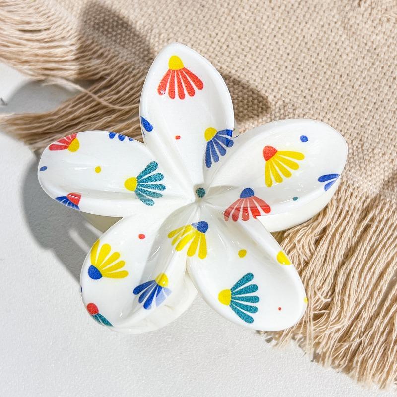 Uv-printed Frangipani HairpinFemale Seaside Vacation Back of The Head HairpinShark Clip
