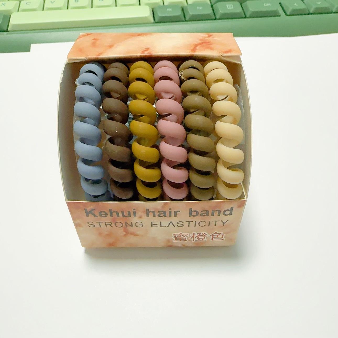 

6 шт./компл., высокие эластичные резинки для волос, цветные резиновые веревки для волос, телефонная проволока, резинка для волос, милые аксессуары для волос для девочек для женщин 6pcs