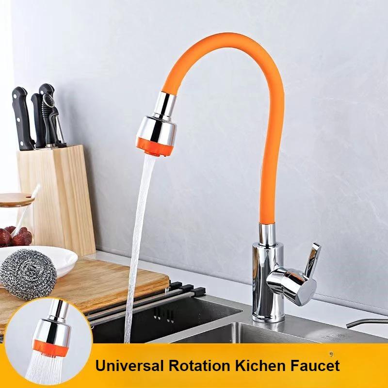 

Универсальные вращающиеся кухонные смесители резиновая трубка смеситель горячей и холодной воды однорычажный смеситель для раковины монтируемый на столешницу оранжевый