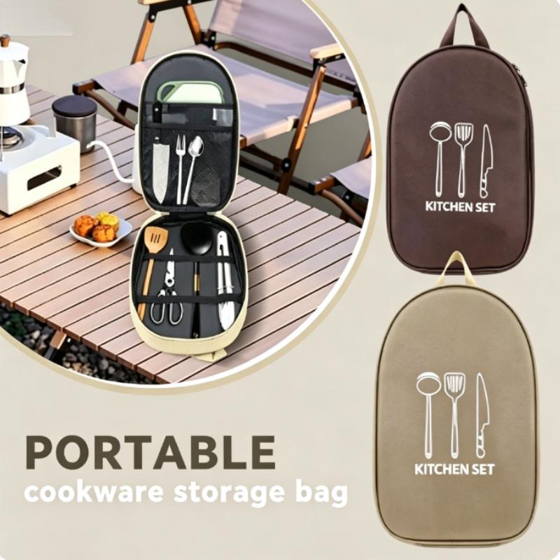 Waterproof Portable Camping Kitchen Utensil Storage Bag Compact Travel Carry Case Organizer Pouch for Outdoor Cooking Tools