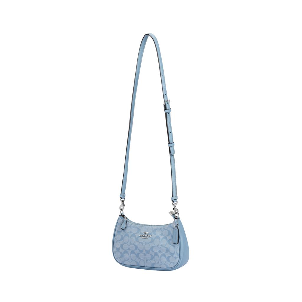 Coach Teri 25 Classic Monogram Jacquard Zipper Closure Handbag Women Handbags Cornflower-Blue Multicolor CH139-SVM6A