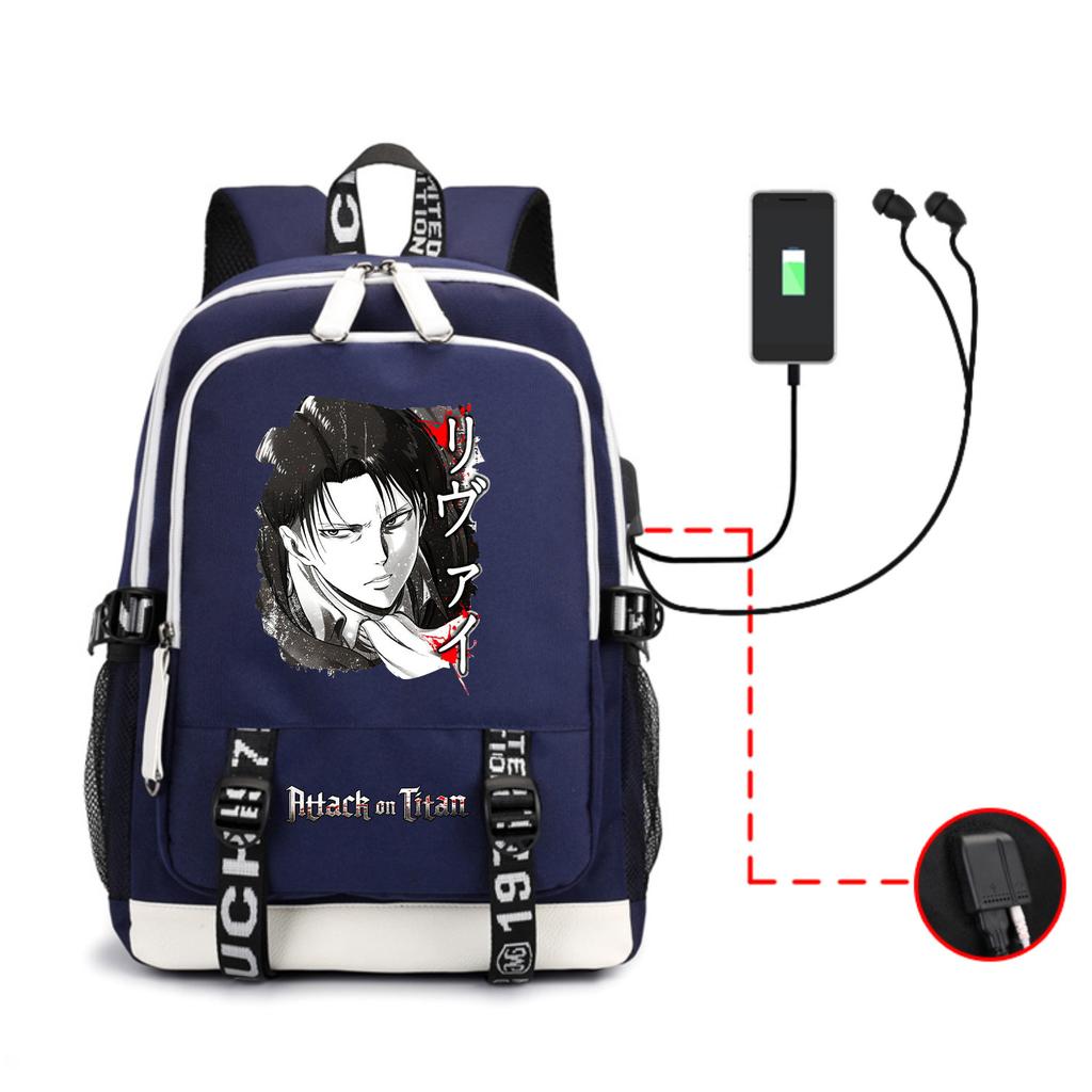 Anime Backpack Outdoor Male And Female Students Headphones Schoolbag Usb Backpack
