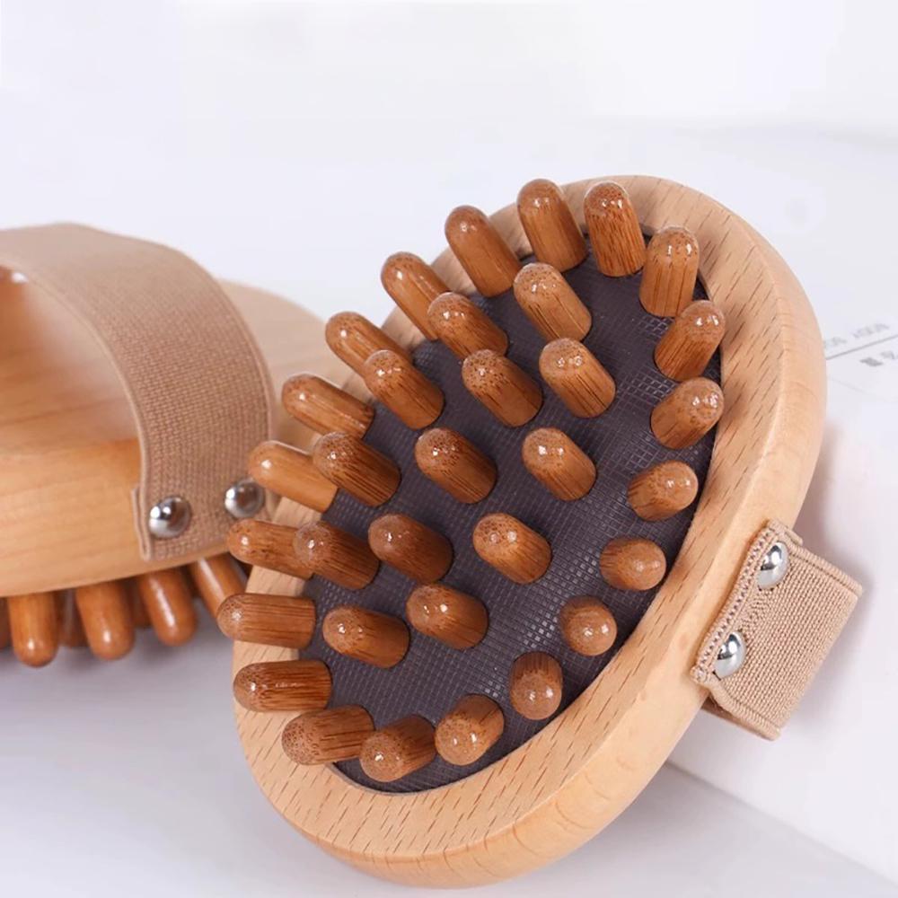 Natural Wood Massage Brush - Handheld Body & Scalp Massager with Wooden Beads, Stress Relief for SPA & Daily Use