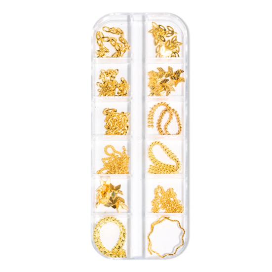 12ks Manikúrní řetízek Široké použití Vynikající kovový řetízek na nehty Šperky Náhrdelník Potřeby