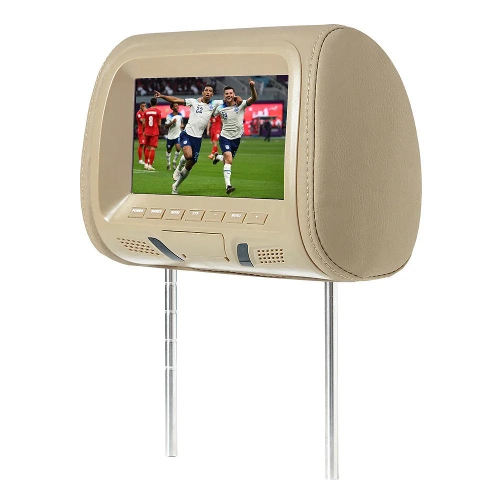 TOYOUSONIC Auto-Kopfstützenmonitor, universell, 7 Zoll, LED-Bildschirm, Multimedia-MP5-Player, Kissen, unterstützt USB/SD-Eingang, FM/Lautsprecher/Kamera