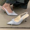 Mode Spitzschuhe High Heels Schuhe Damen Sommer 2025 Schleife Schnallenriemen Damen Sandalen Dünner Absatz Elegant Slingback Damen Pumps