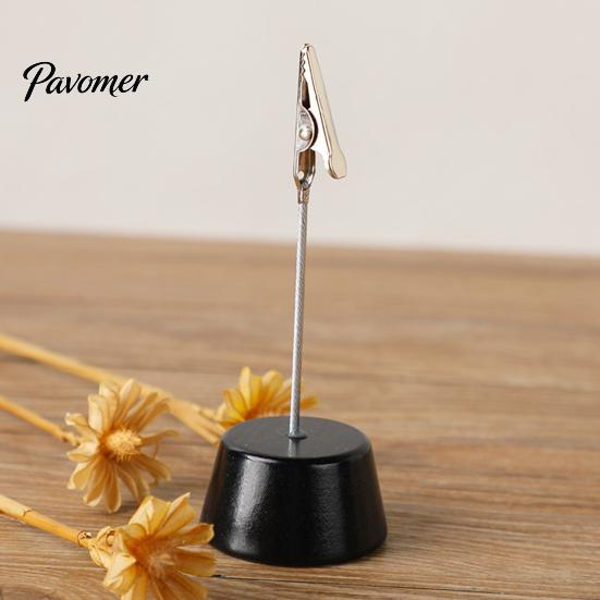Place Card Holder Wood with Metal Clip, Small Table Number Name Sign Waterproof Wooden Clip Holder, Memo Note Photo Stand for Wedding Party Restaurant