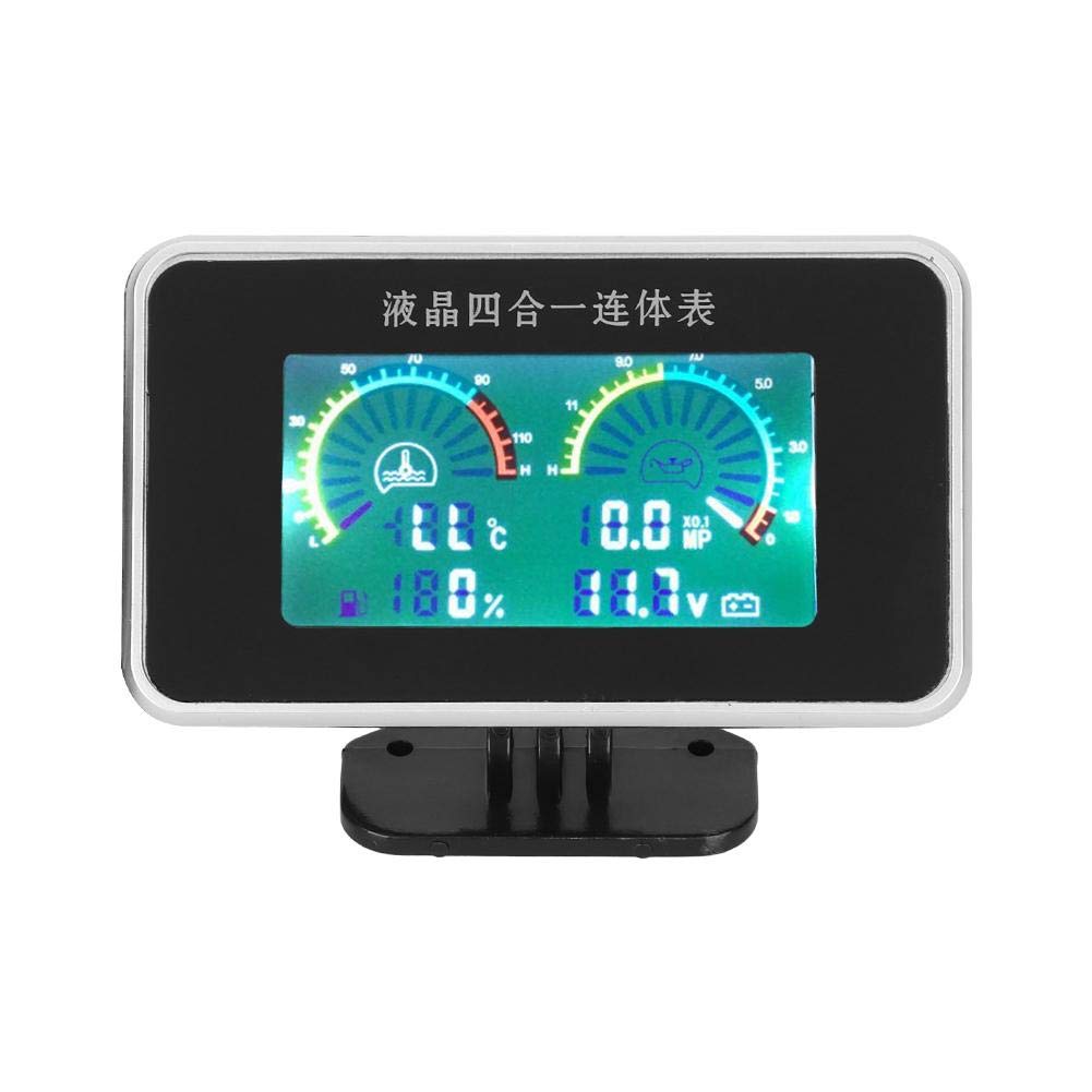 DC 9V-36V 4-in-1 Car Instrument Car LCD Digital Display Voltmeter Fuel Water Temp Oil Pressure Meter for Selecting The Existing Vehicle