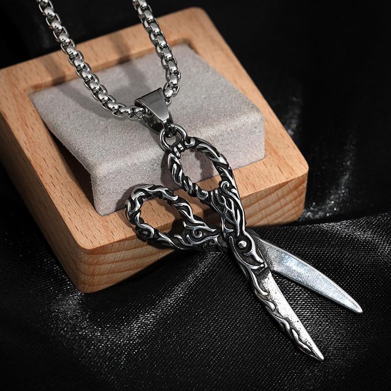 Stylish Titanium Steel Scissor Necklace Ideal For Retro Enthusiasts Fashion
