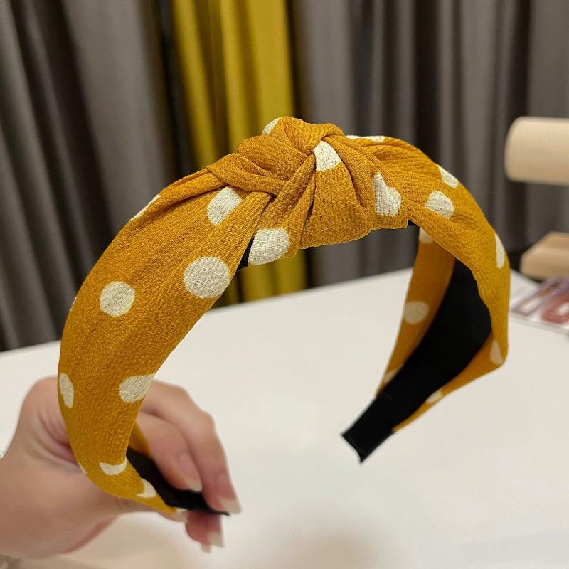 Fashion Women's And Girls Polka Dots Print Headband With Center Knot for Ladies Daily Casual Hair Accessories