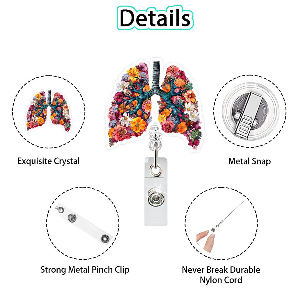 Creative Lung Organs Badge Reels Retractable Badge Holder Retractable Keychain Badge Reel Id Badge Holder Clip Key Ring