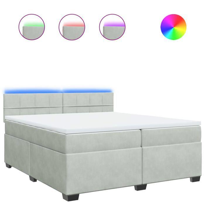 VidaXL Sommier à lattes de lit et matelas Gris clair 200x200cm Velours 3288702