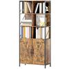 Bookshelf With 6 Open Compartments And Adjustable Shelf For Living Room Office 75x34x172 Cm Rustic Brown