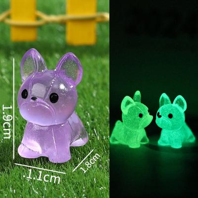Accessoires de Décoration de Chien Mini Fluorescent DIY Figurine de Chien Miniature qui S'allume dans le Noir Ornements pour Micro Paysage