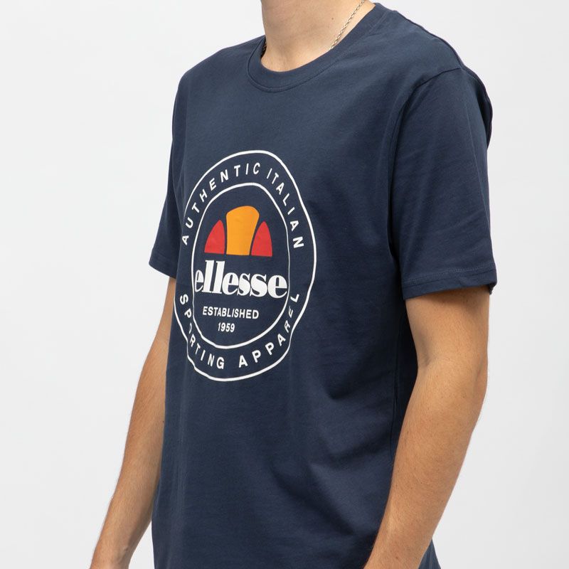 Tee shirt navy coton avec grand logo Homme ELLESSE