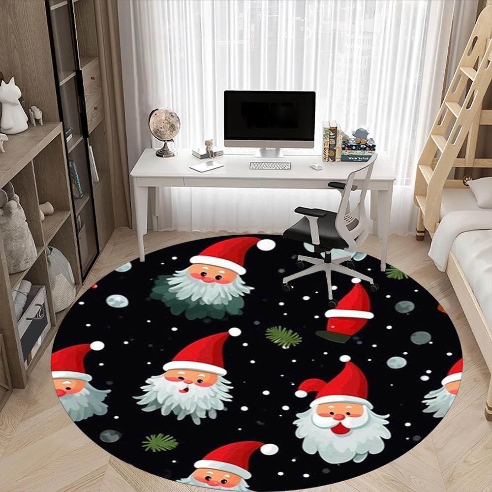 1pc Christmas Santa Claus Chair Carpet for Office Non-Slip, Machine Washable Rug for Office, Room - Polyester, Machine Made yy251029237