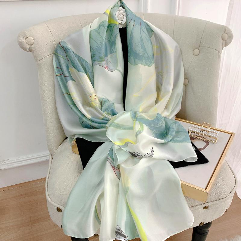 180*90cm fashion Luxury Brand muffler Women Female Designer Big Florals Digital Foulard Ladies Silk Shawls Beach Scarf Printed