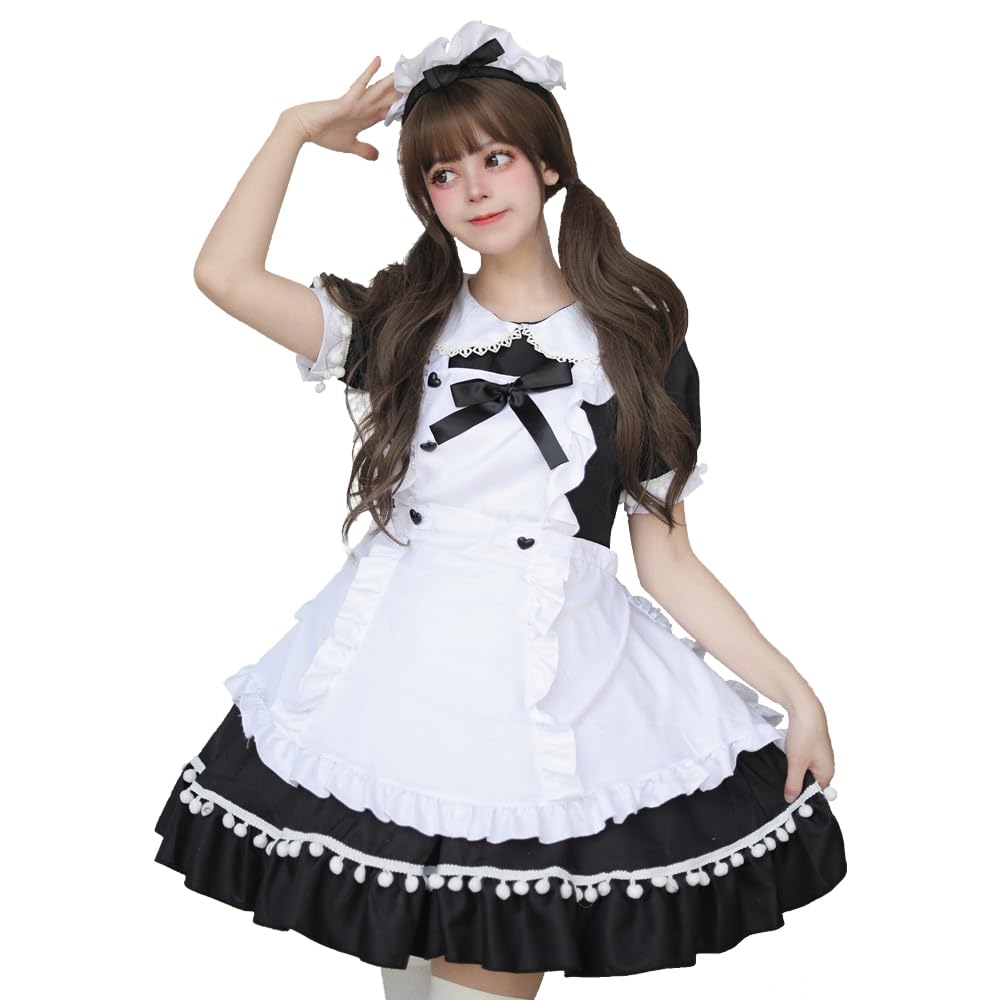 

Maid Halloween Coffee One Short Daily Performance Bow Knee High Socks [RPFLQ] Uniform, Costume, Shop, Red, Black, Cosplay, Piece, Lolita, Loli,