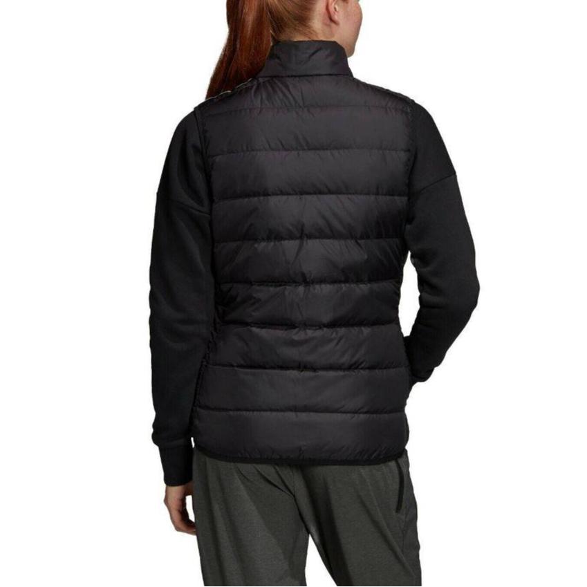 Adidas Logo Print Striped Stand Collar Sleeveless Down Vest Women Vests Black GH4586