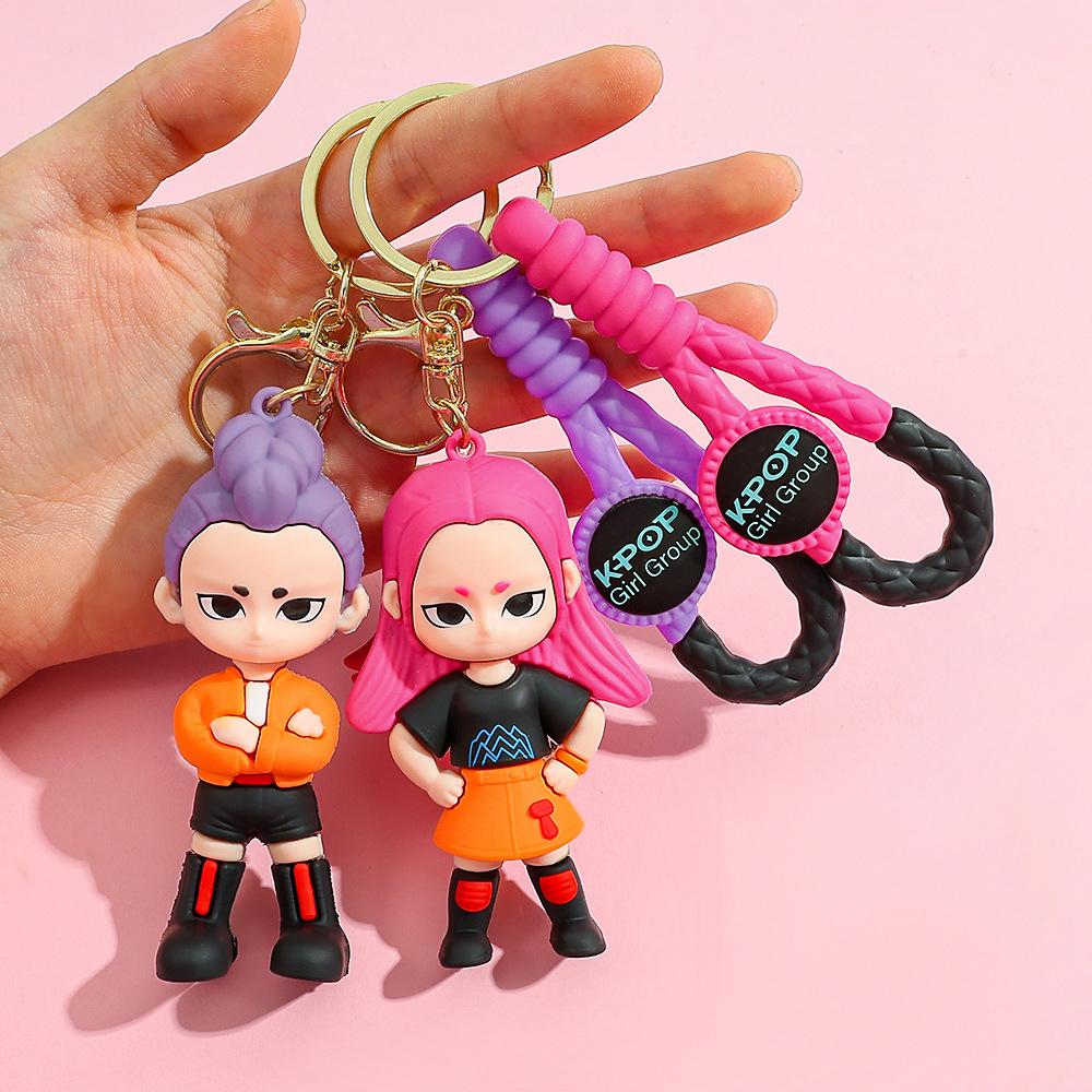 Creative Kpop Demon Hunters Little Tiger Keychain Pendant Cartoon Anime Monster Hunt Girl Key Ring Bag Hanging Decoration Gift