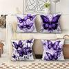 4Pcs Purple Butterfly Pattern Digital Printing Pillow Cover Short Plush Suitable Living Rooms Bedrooms Sofas Throw Cushion Cover