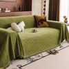 Capa de Sofá Chenille Design de Uma Peça Tecido de Toque Macio Capa Protetora de Móveis Renda com Borlas Cor Sólida Protetor de Sofá