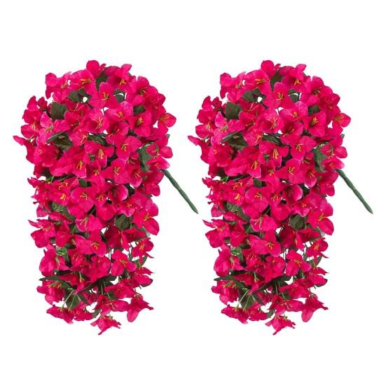 Artificial Bougainvillea Flower Faux Hanging Bougainvillea for Outside Long Trailing Vines Fake Flower for Door Porch Planter Urn Patio Balcony Decor
