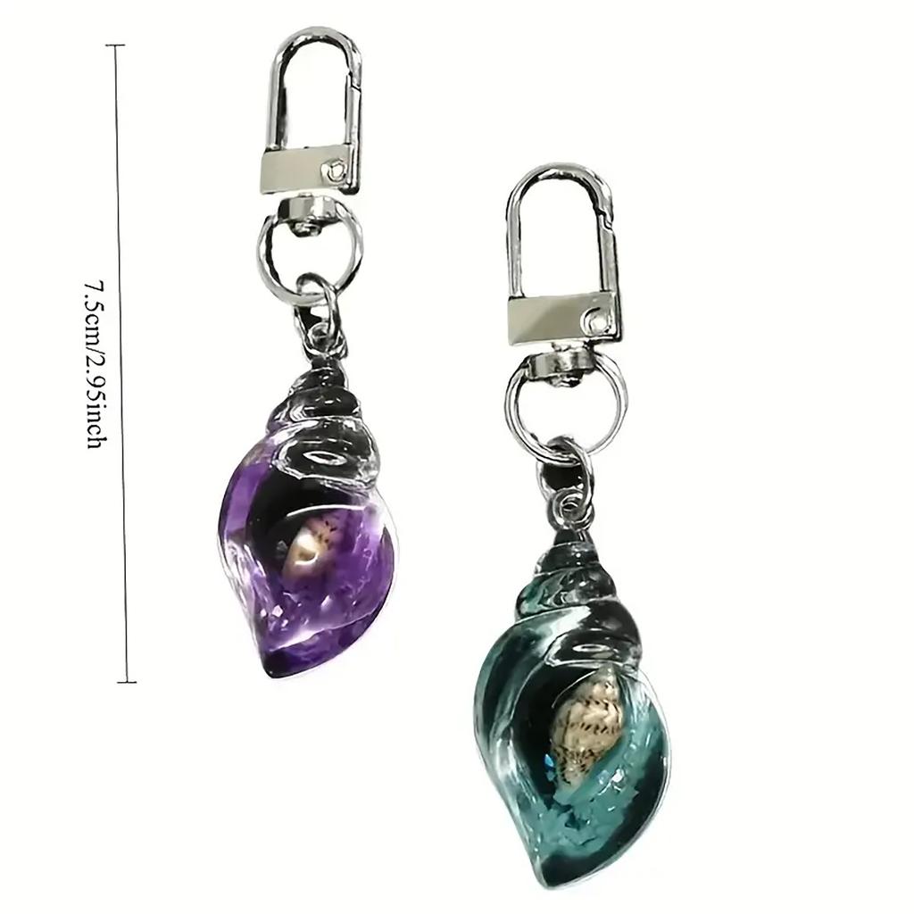 7 Pcs Ocean Style Conch Pendant Acrylic Glow in Dark Conch Pendant Keychain Women Keychain Jewelry