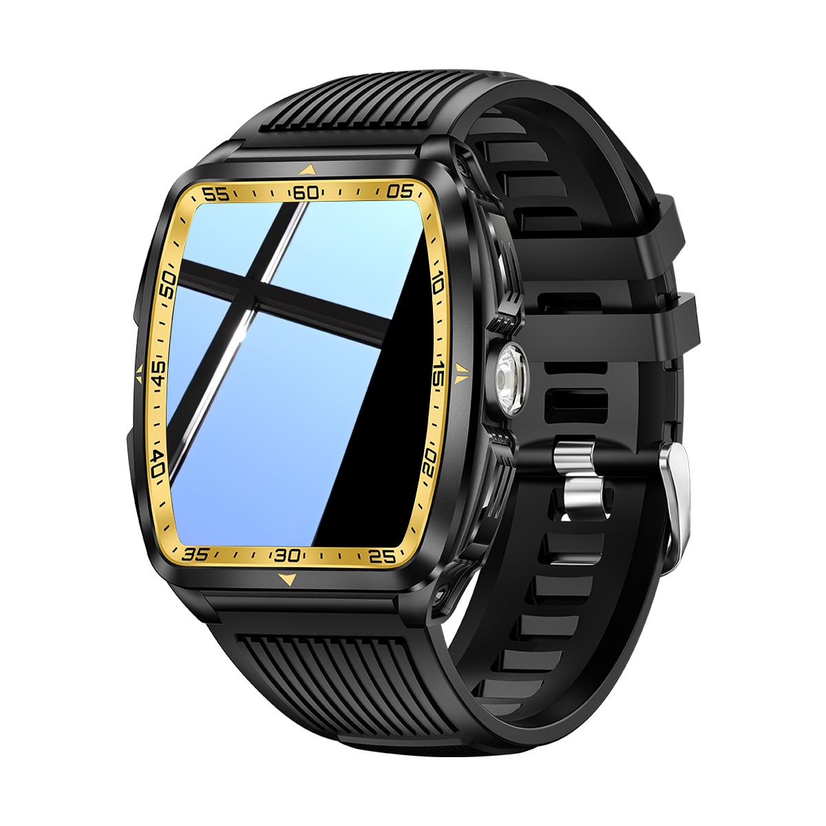 

Умные часы для мужчин 3ATM водонепроницаемые с функцией звонка/светодиодным фонариком 2,02 HD экран Смарт-часы Компас Фитнес-трекер Монитор ЧСС/артериального давления Часы