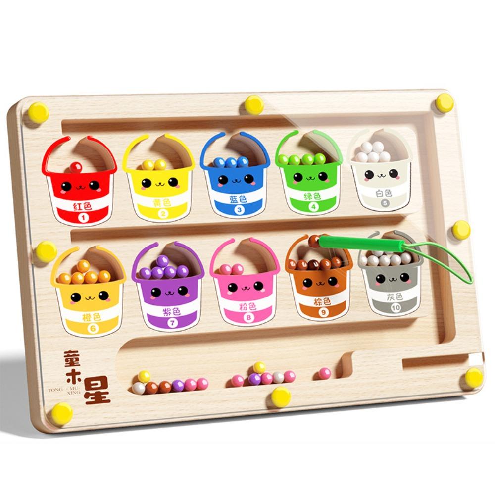 

Magnetic Wooden Positioning Game Montessori Magnetic Color Sorting Games Family Party Game style A