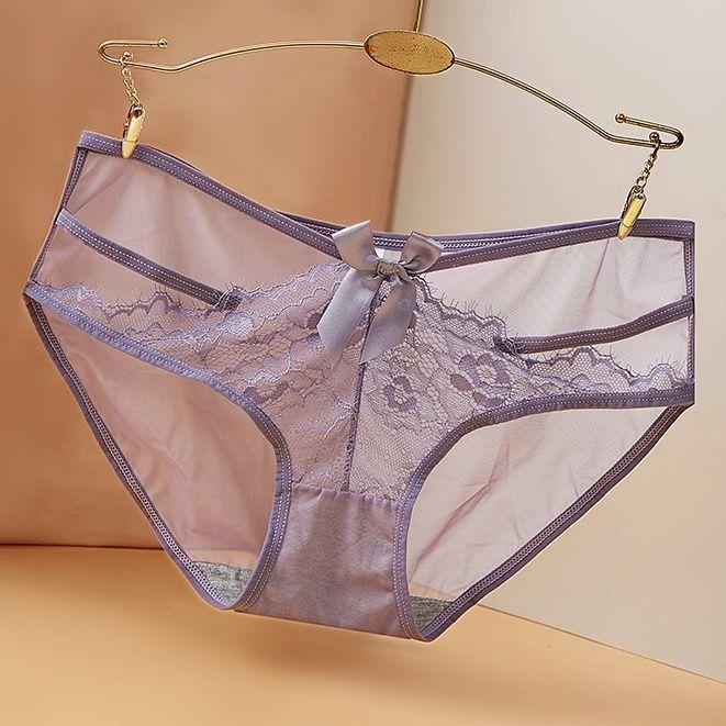 Women's Lace Underwear Sexy Hollowed Out and Seamless Cotton Crotch Triangle Pants for Women