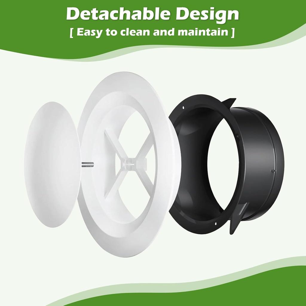 5 Inch Round Vent Cover, 2Pack ABS Adjustable Soffit Vent, Round Ceiling Diffuser for Indoor Use in Bedrooms, Living Rooms, Bathroom, Offices and Kit