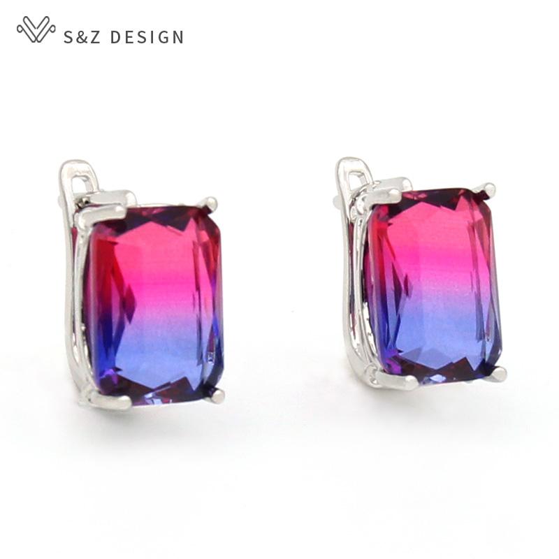 

Модные прямоугольные серьги-капли с имитацией турмалина для женщин, свадебные украшения, изысканные серьги цвета розового золота