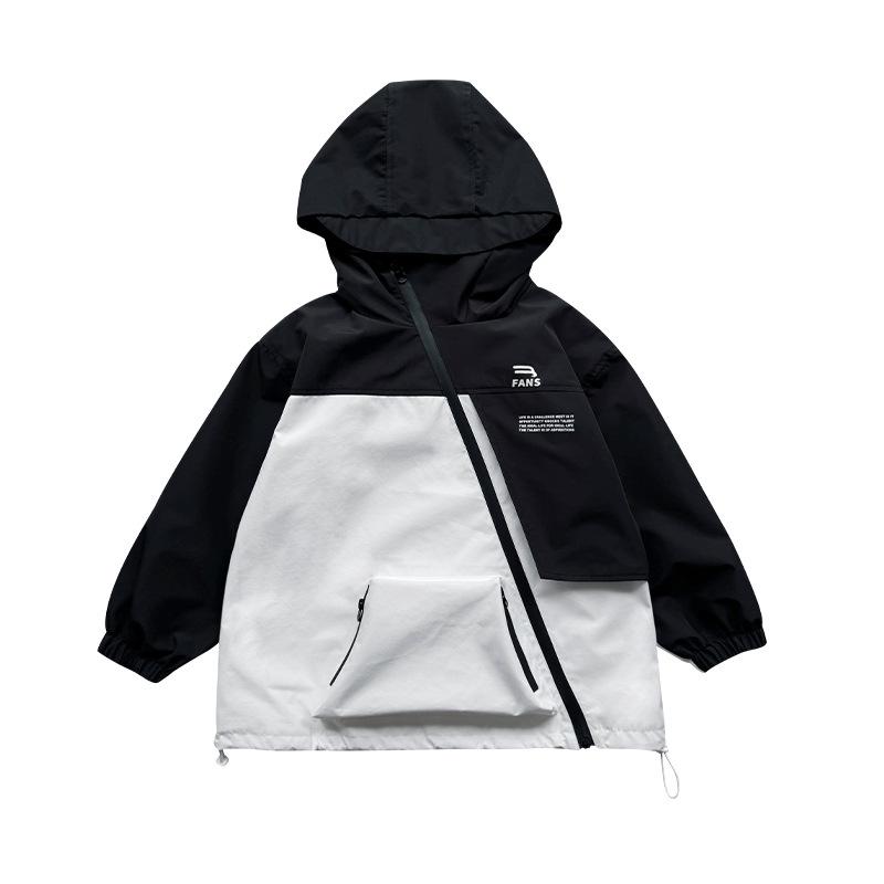 Autumn Clearance: Kids' Korean Style Color Block Hooded Windbreaker