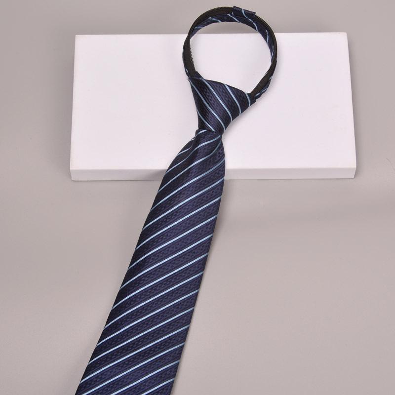 Krawatte Herren Reißverschluss Knotenfrei Klassisch Blau Schwarz Burgunder Einfarbig Gestreift Anzug Kleid Kragen