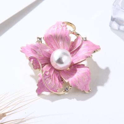Fashion Flower Drip Oil Rhinestones Brooch Neck Needle Alloy Simulated Pearl Pearl Chest Flower Clothing Accessories