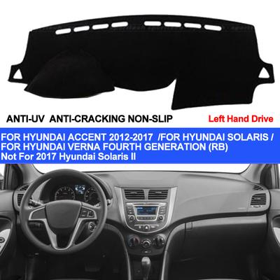 TAIJS Armaturenbrettabdeckung für Hyundai Accent Verna 2012 2013 2014 2015 2016 2017 Solaris Armaturenbrettmatte Pad Teppich Anti-UV Anti-Rutsch