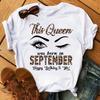It's My Birthday Print T Shirt Women Red Lips Wink Eye Graphic Short Sleeve Birthday Party Casual Summer Tee For Her