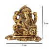Designer Metal Lord Ganesha Statue Golden Brass Hindu God Ganesh Ganpati Sitting Idol Blessing Ganpati Sculpture for Home