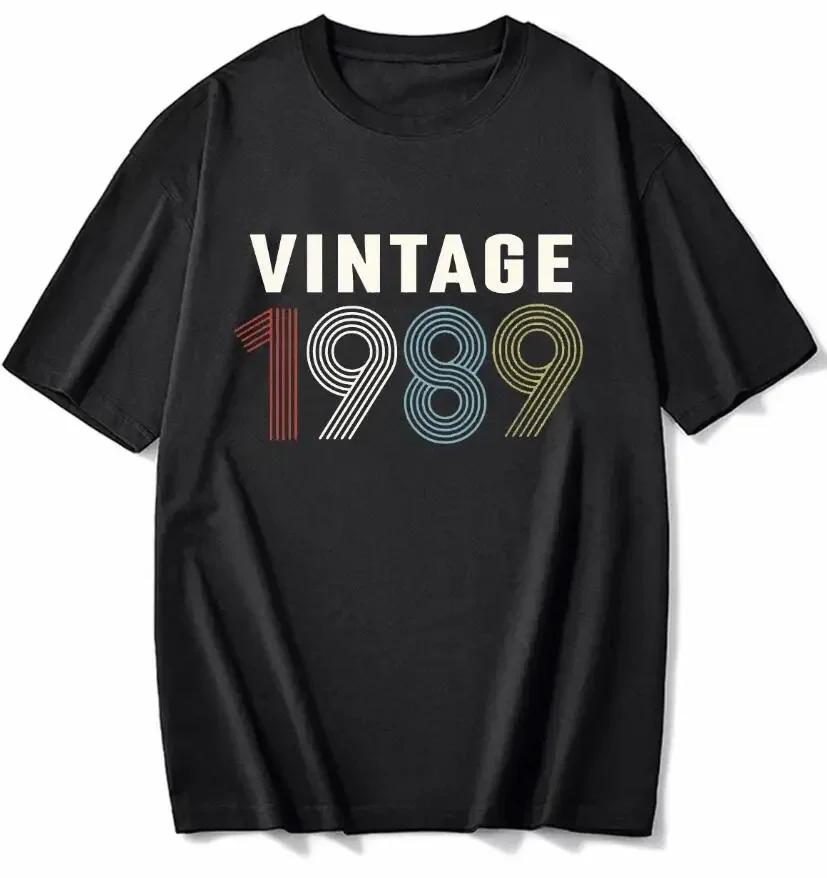 cotton 100% Men's And Women's Birthday Short Sleeve T-Shirt Digital Print 1960-1999 Pattern Congratulating Letter Tee Birthday