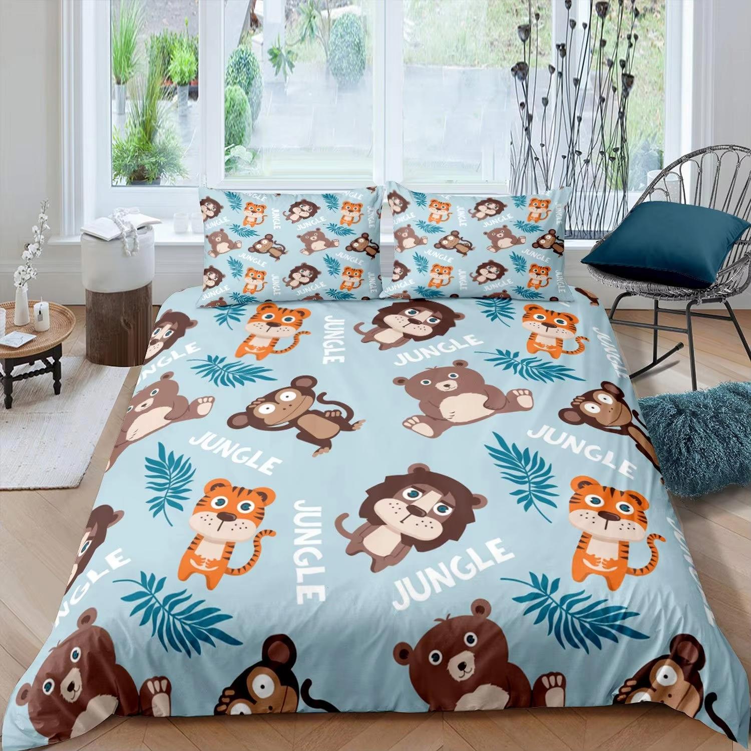 

Comforter Cartoon Tiger Wild Animal Theme Comforter Kids Teens Adults Soft Microfiber Polyester Bedding Set 2/3 Pcs Comforter (quilt)-EU Single(135*200cm)3pcs