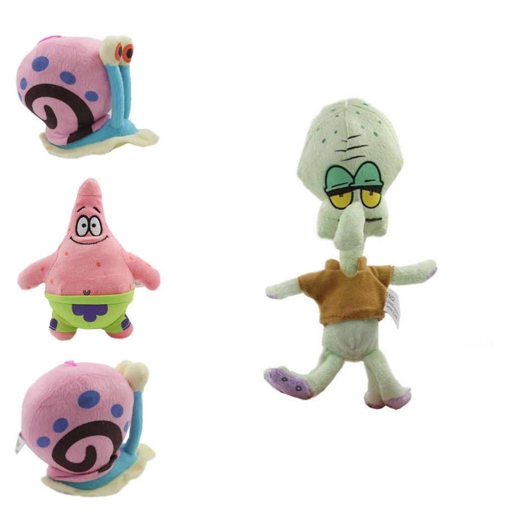Cute Short Plush Cartoon Octopus Crab Starfish Snail Spongebob Series Toy Set