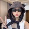 Little Devil Lace-up Quick-Drying Sun Protection Sun Hat Thin Ear Protection Turban Hat Student Cute Cat Ears Bucket Hat