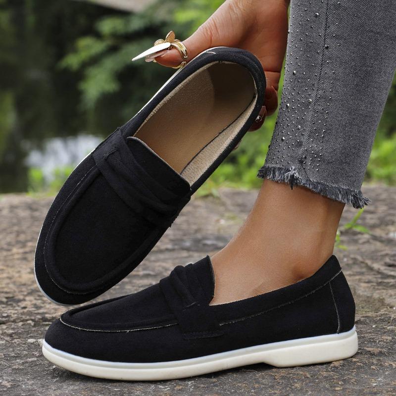 Large Size Shallow Mouth Women's Autumn New One-pedal Flat-soled Lazy Shoes
