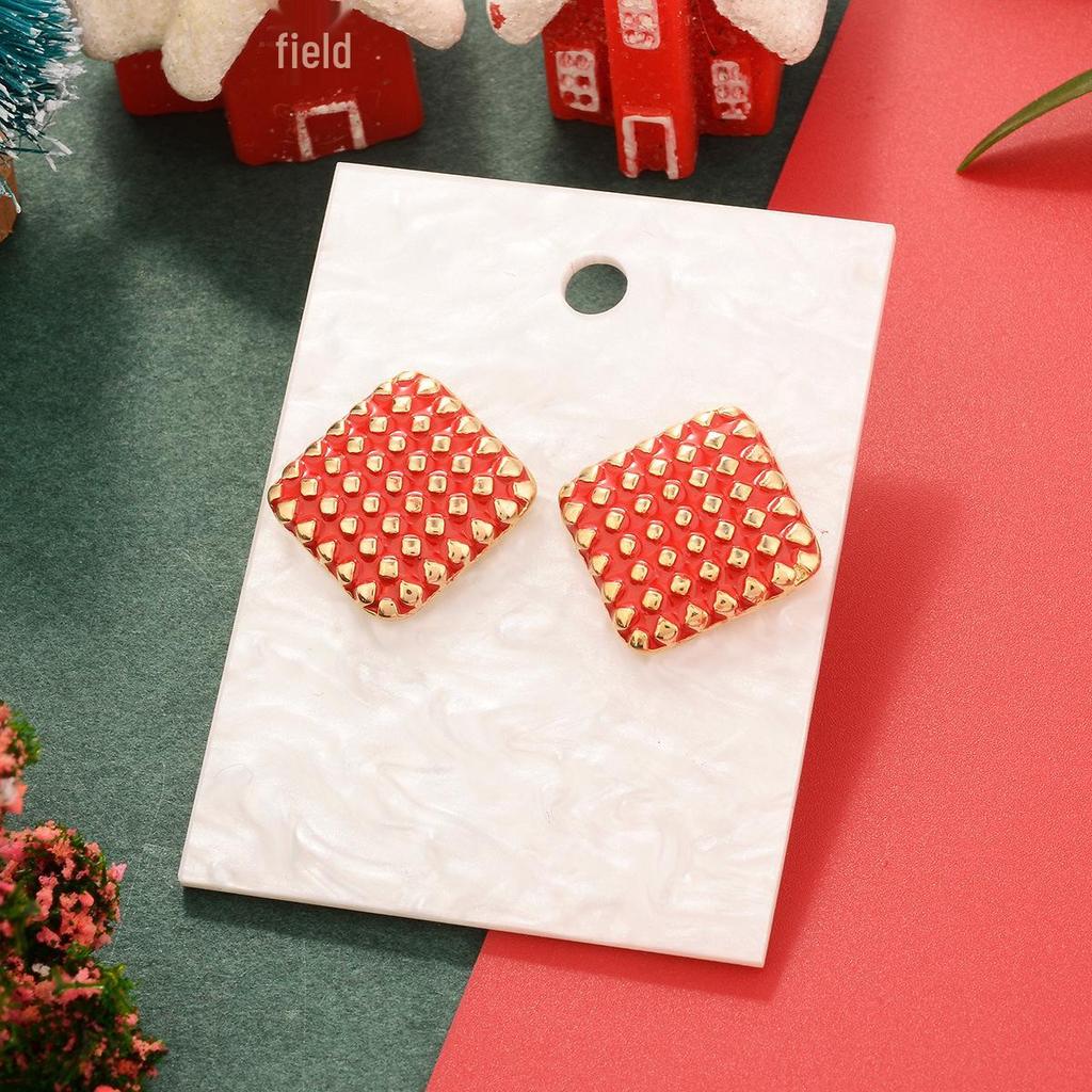 Festive Red Geometric Earrings: Versatile and Elegant for All Seasons