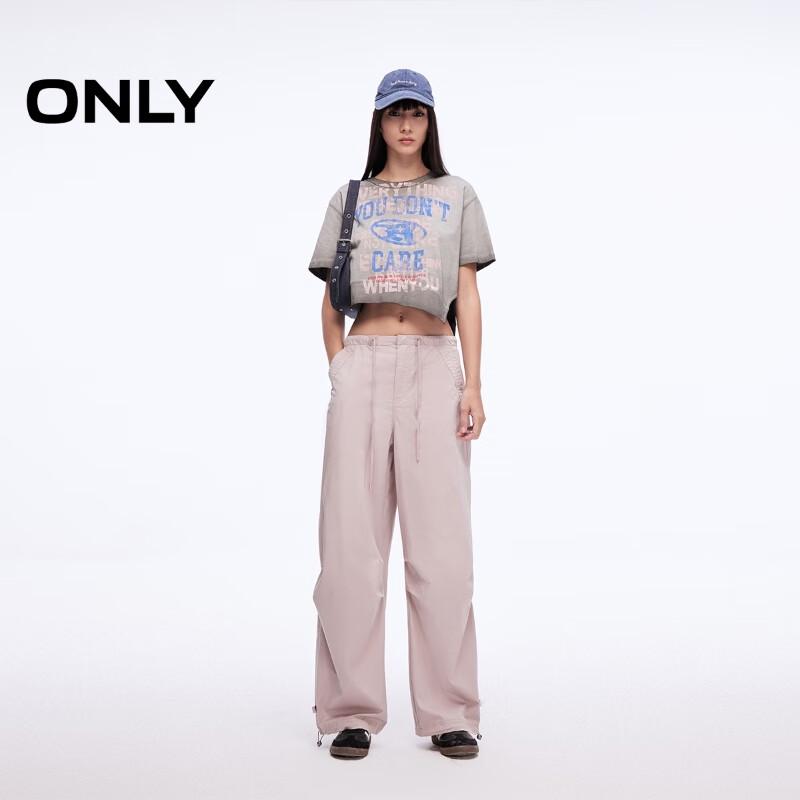 ONLY Women's Loose Fit Drawstring Wide-Leg Cargo Pants