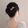 Pink Peach Blossom Hair Stick Women Girl Chinese Style Elegant Hairpin Simple Wood Hair Fork Vintage Headwear Hair Accessories