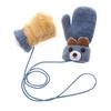 Girls Keep Finger Warm Cartoon Bear Baby Newborn Thick Plus Velvet Kids Gloves Knitting Mittens