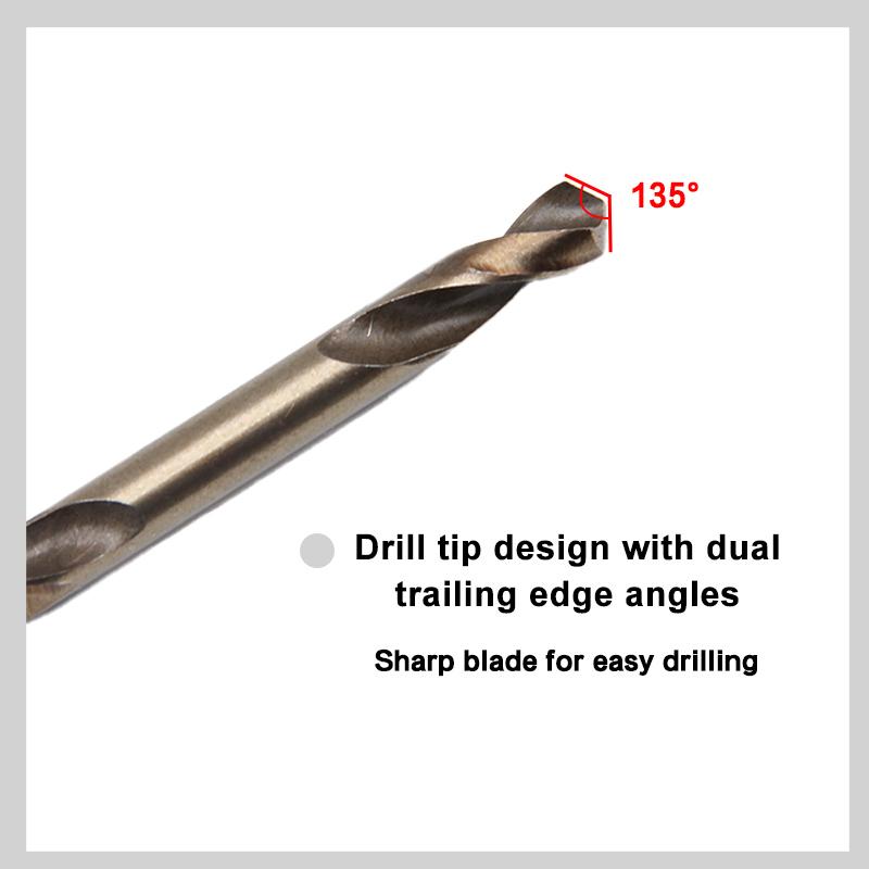 HSS 4341 Straight Handle Double Head Twist Drill Metal Drilling 9pc Double-edged Drill Bit 3-6mm Flashlight Drill Tool Accessory